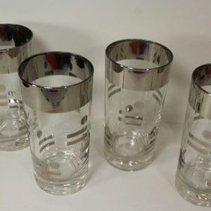 Vintage MCM Silver-rimmed Barware (set of 4)